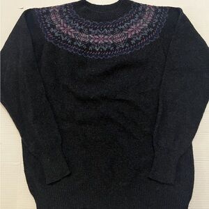 Shetland pure wool knitted gray and purple women’s sweater